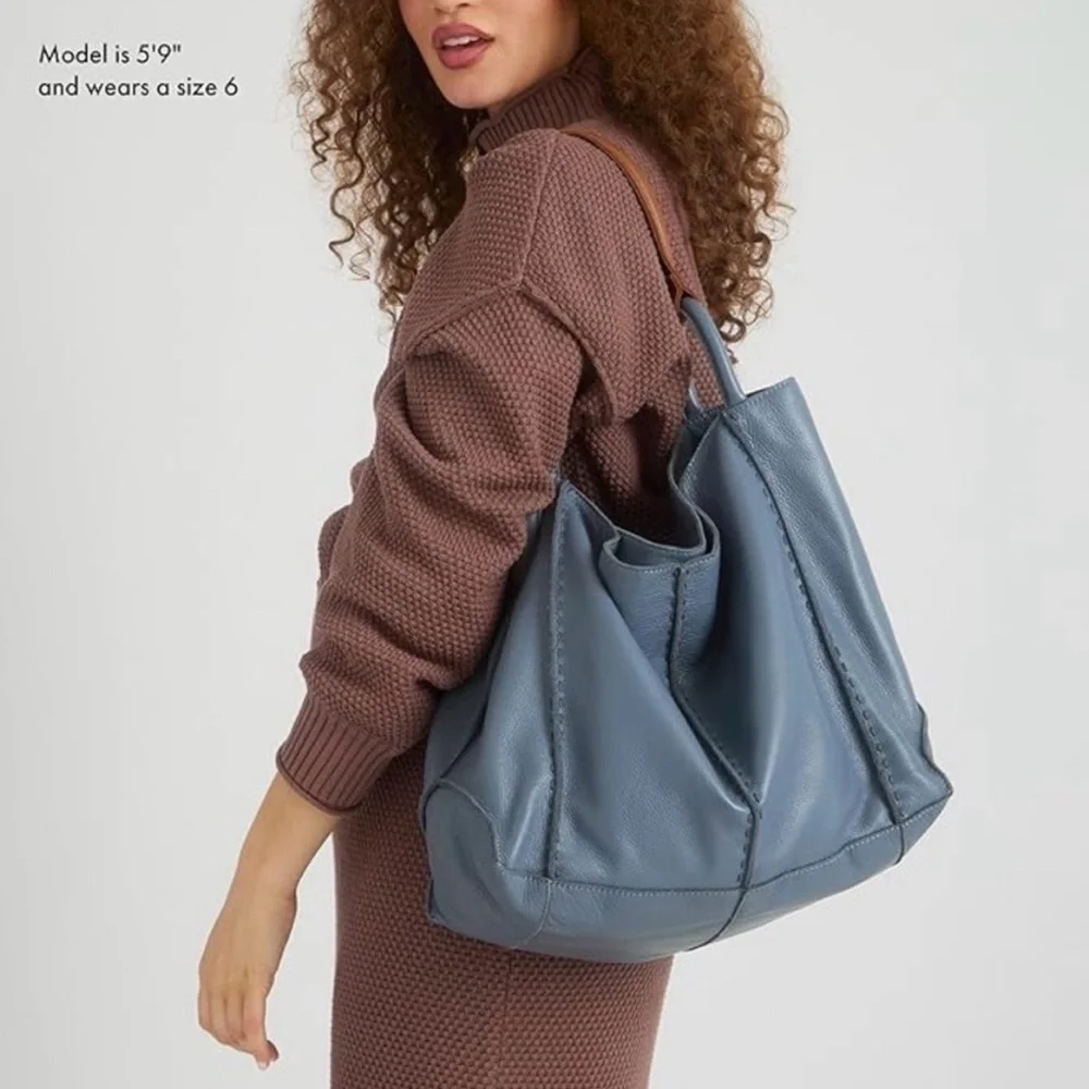 Le Sac  Rose Leather Shoulder Bag- Tote - Picture 5 of 7